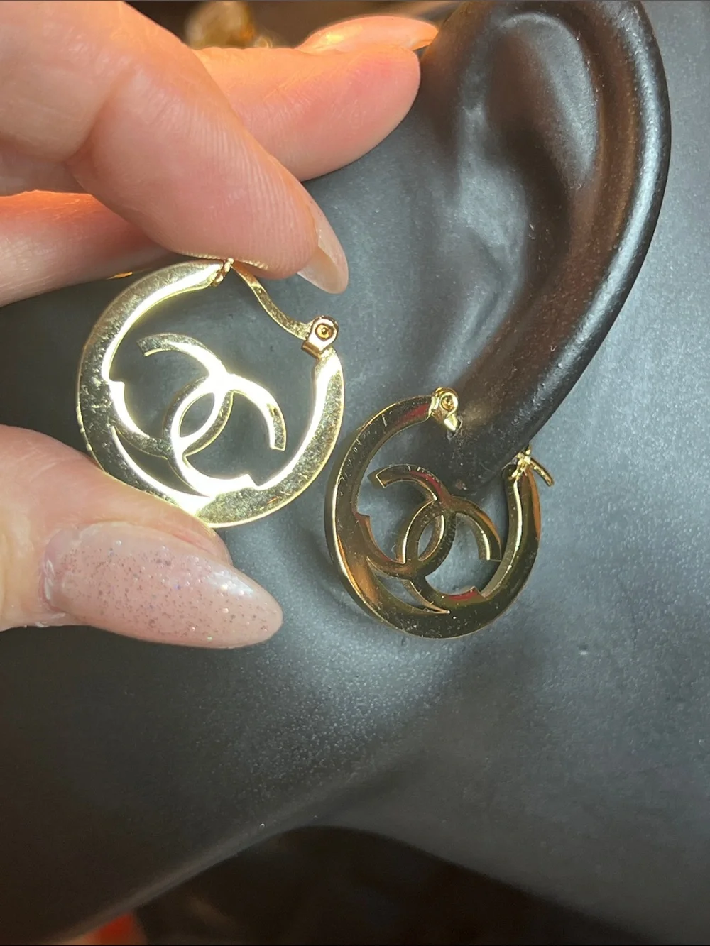 Stainless Steel Gold Interlocking Hoop Earrings - Designer Inspired